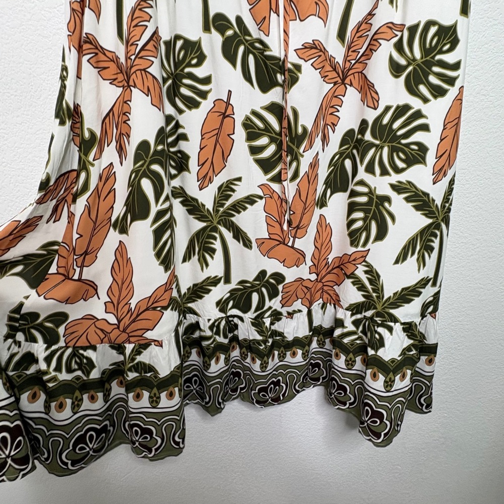 BloomChic Tropical Palm Leaf Midi Dress White Rust Green Plus Size 18-20 NEW - Picture 3 of 10